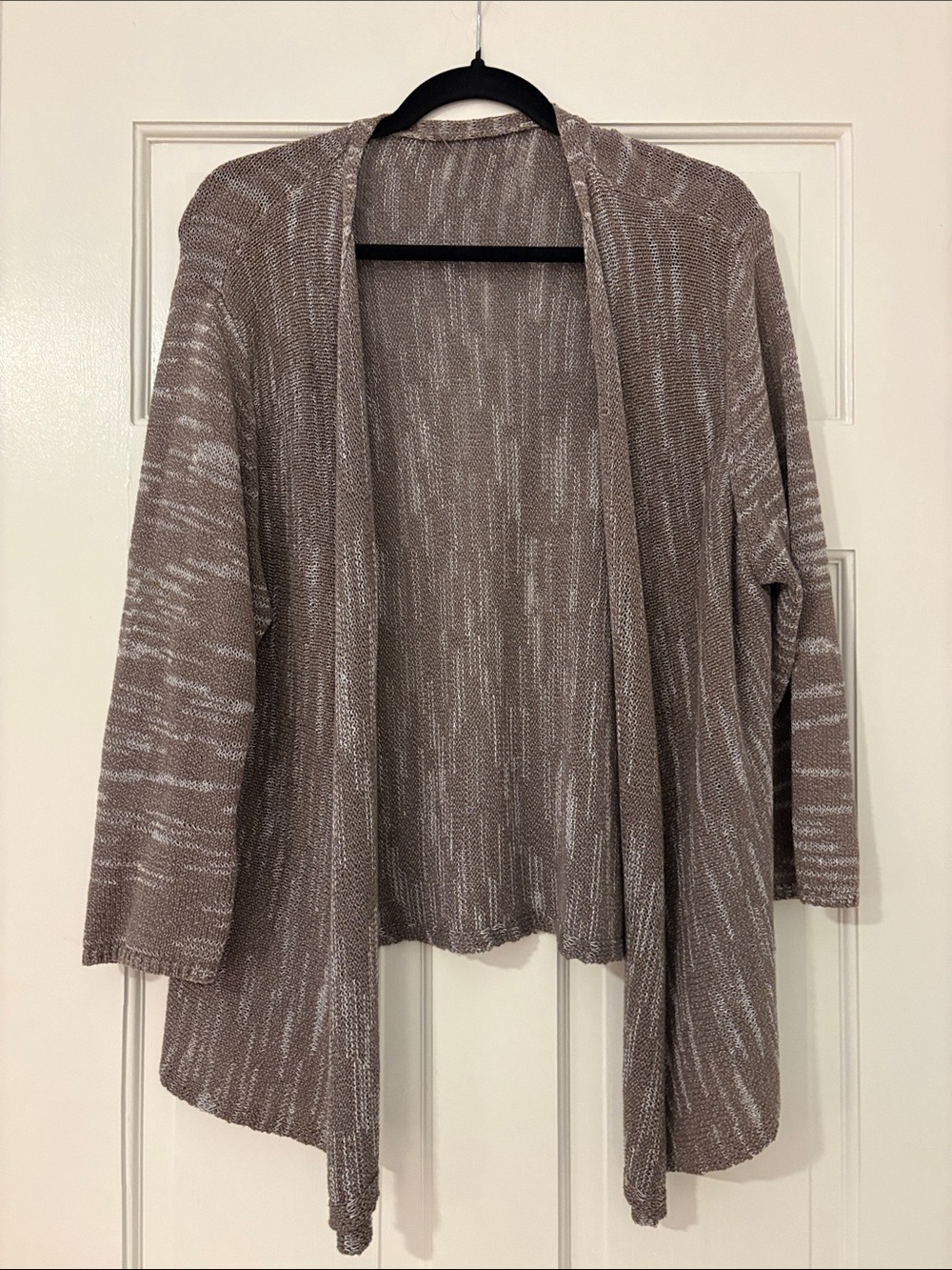 J. Jill Taupe Heather Open-Front Knit Cardigan